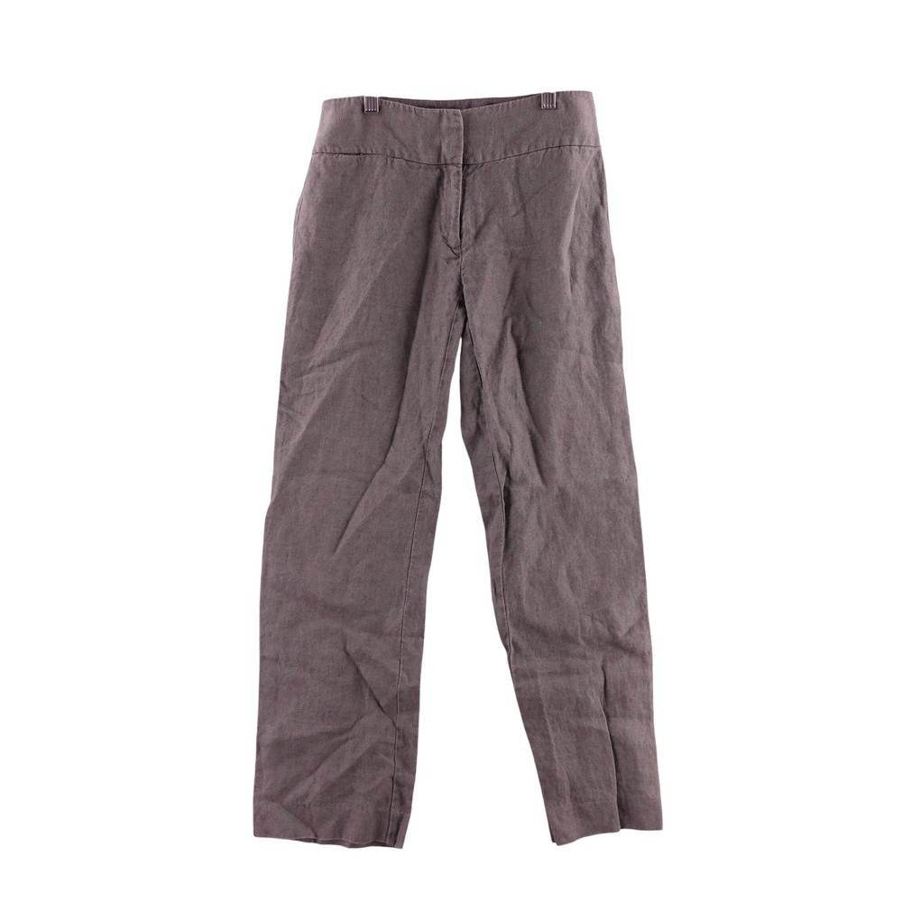 Eileen Fisher Womens Size 2 Gray 100% Linen Straight Leg Trousers Pants
